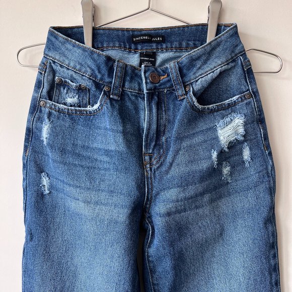 Gently Worn but Lovingly Cared For Sincerely Jules Distressed Trendy Mom Jeans - Picture 2 of 13